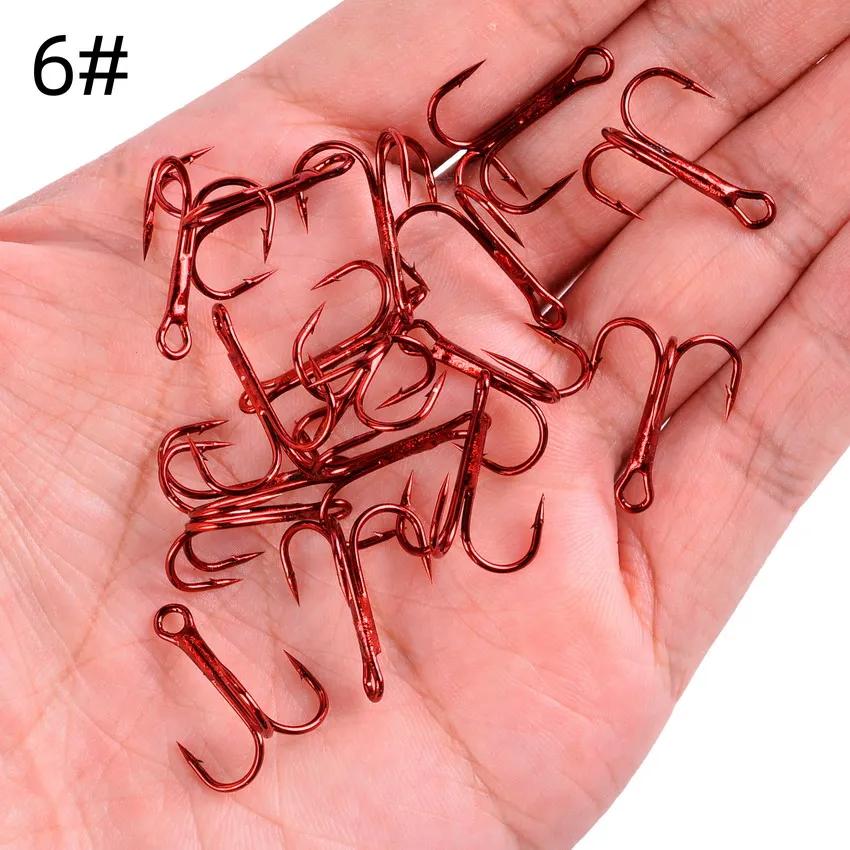 Lot de 10 hameçons rouges en acier à haute teneur en carbone, crochets ronds et courbés pour la pêch
