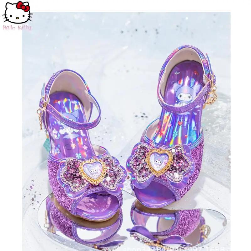 Chaussures de princesse pour filles, style anime, été, nouvelles chaussures à talons hauts en crista