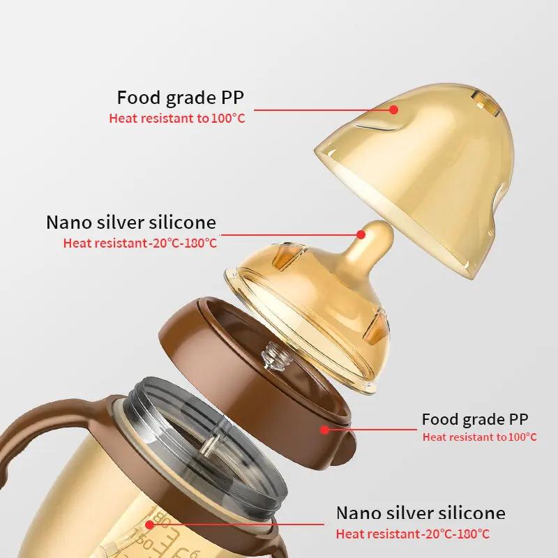 Biberon en Silicone Nano biberons avec poignée pour bébé sevrage biberon Anti-étouffement pour bébé 