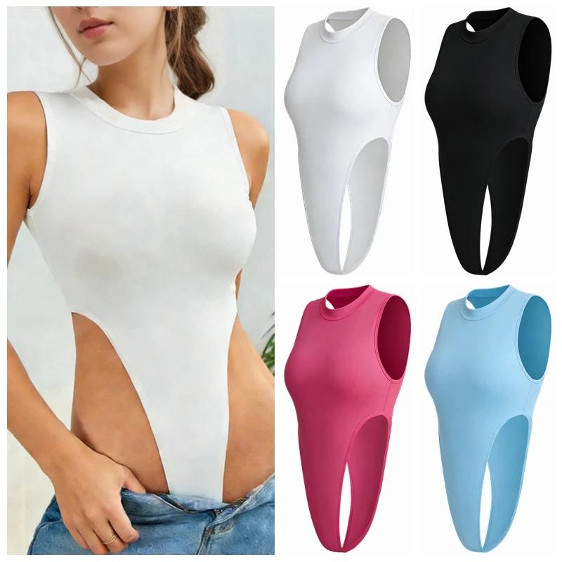 Vêtements pour femmes Midriff Costume Body sans manches mince extensible débardeur barboteuses Style