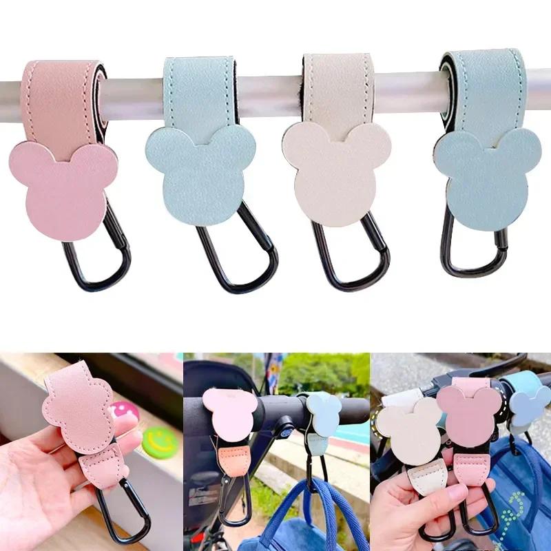 1/2 pièces bébé poussette crochets Clips PU cuir rotatif chariot organisateur landau crochet landau 