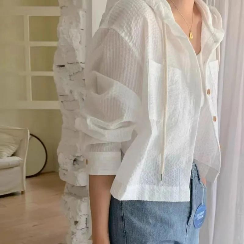 Chemise d'été pour femmes, mode parasol, manches longues, décontractée