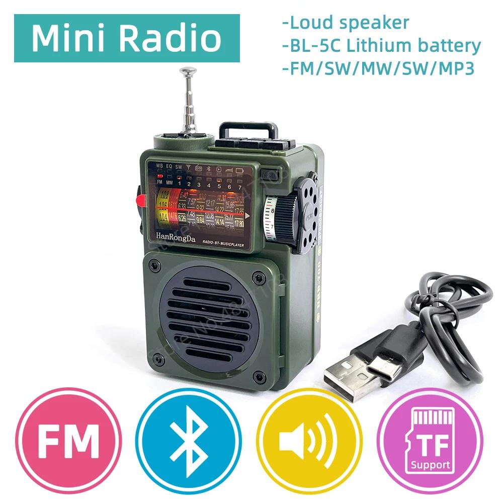 Mini Radio Portable de Poche FM, AM, MW, SW, WB, Récepteur Book ine Bande, Lecteur de Musique, Prise