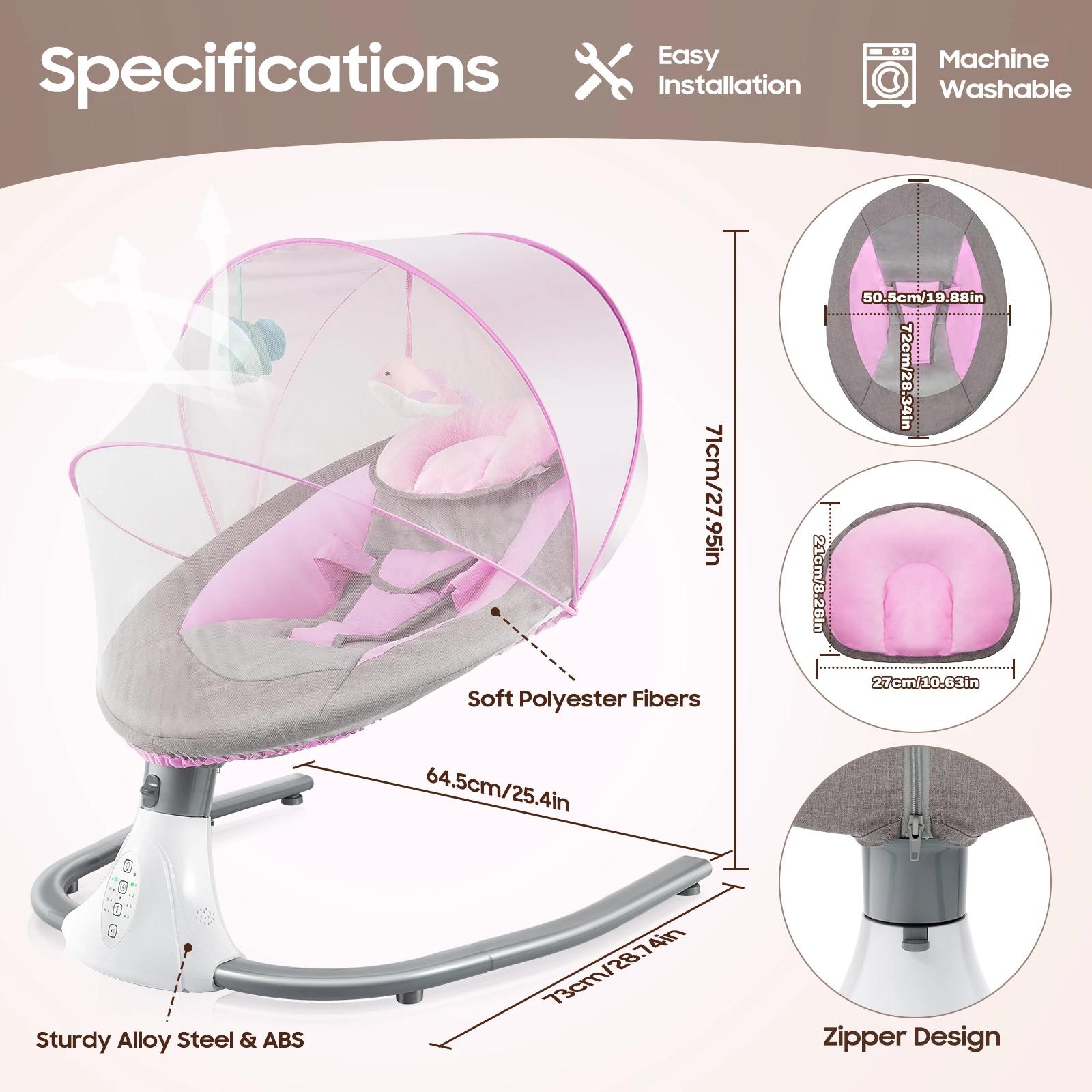 Berceau électrique balançoire pour bébé, berceau à bascule automatique pour bébé de 0 à 18 mois d'âg