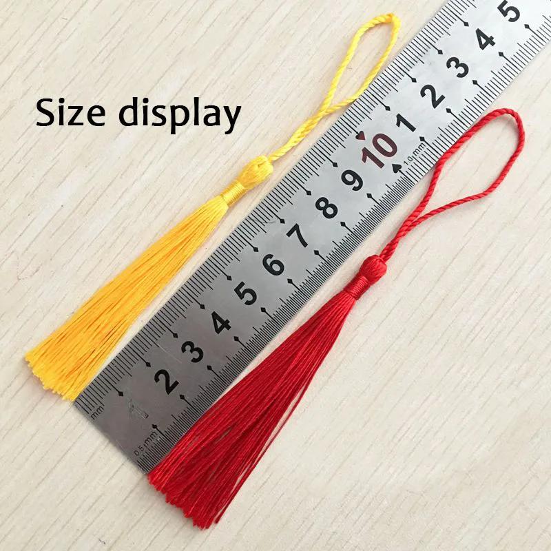 Frange à pampilles en soie et Polyester, 100 pièces/paquet, 13cm, garniture de pompons en coton pour