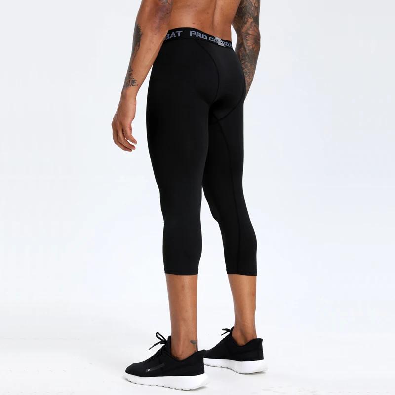 Leggings basket-ball hommes compression 3/4 - Pantalons capri entraînement respirants séchage rapide running