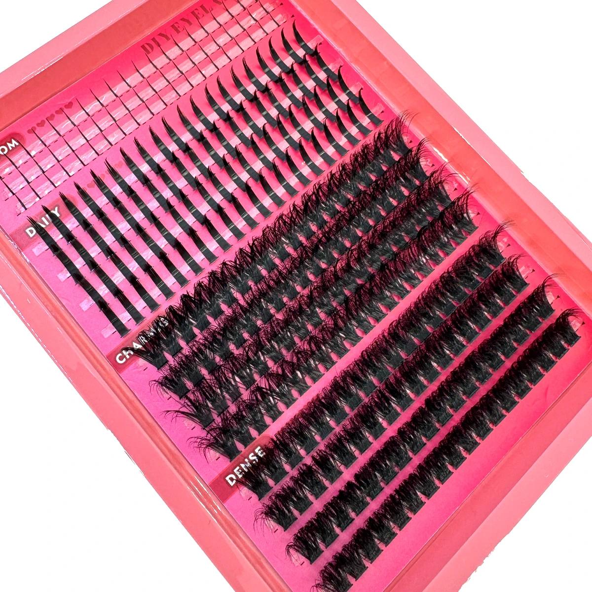 15 rangées de grappes de faux cils pointes et cils inférieurs bricolage Manga Cluster Extensions de 