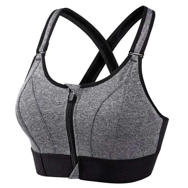 Femmes sport soutiens-gorge collants haut court Yoga gilet avant fermeture éclair grande taille sang