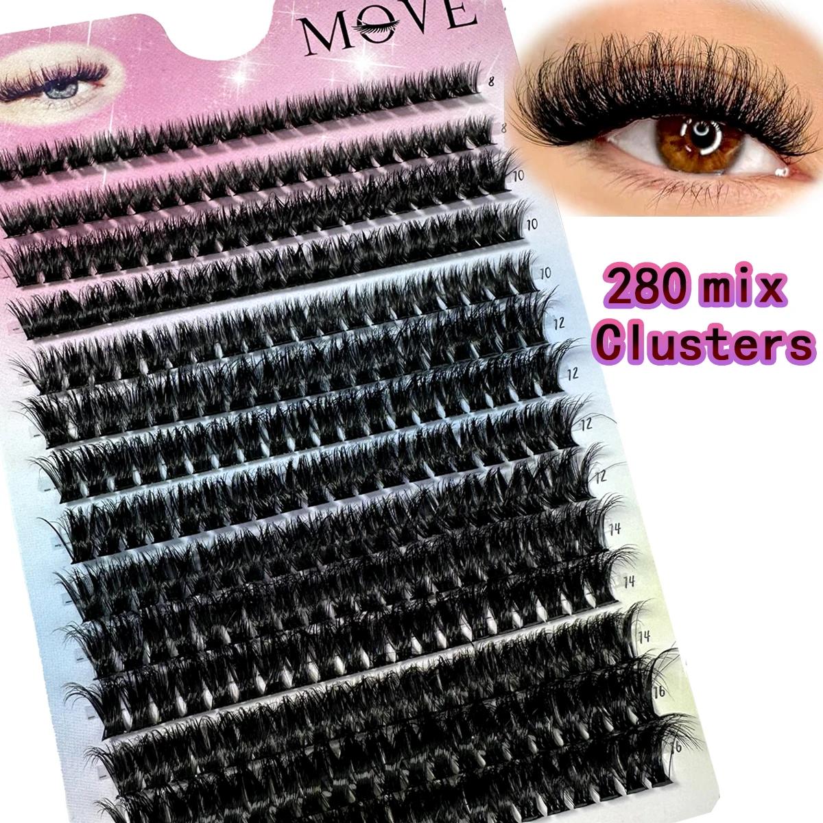 280Ps bricolage 5D grappes de cils moelleux 80D grappes de cils épais D Curl cils individuels vapore