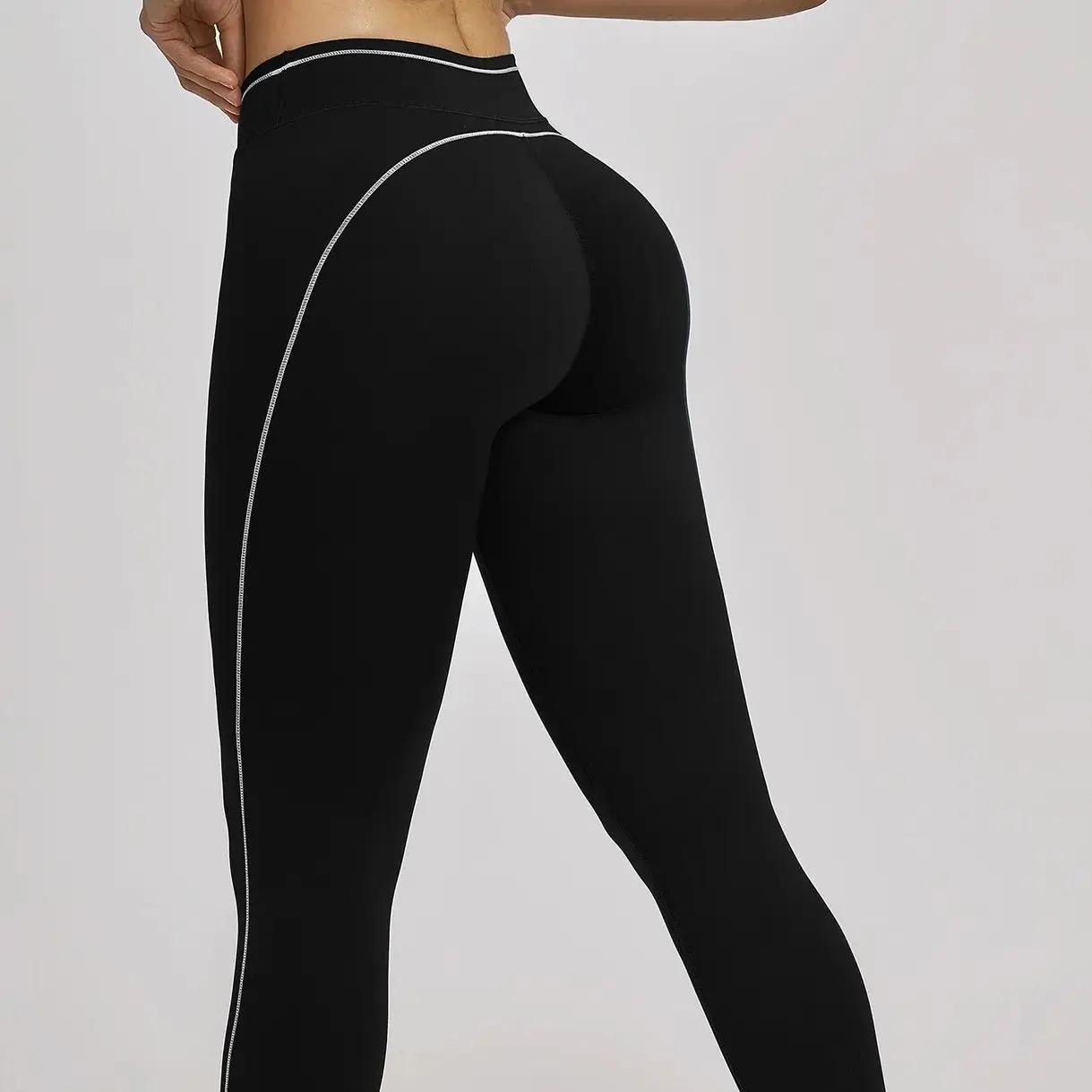 Leggings de yoga Ningyu pour femmes, pantalons de yoga bicolores, leggings de sport taille haute, co