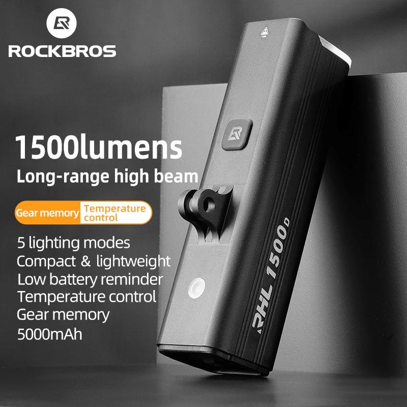 ROCKBROS – feu avant intelligent en alliage d'aluminium, 1500lm/1000lm, charge de Type C, Version su