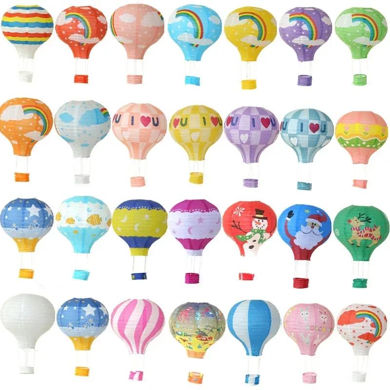 Lanterne flocon de neige père noël, 30cm, élan, ballon à Air chaud, lanterne en papier suspendue pou