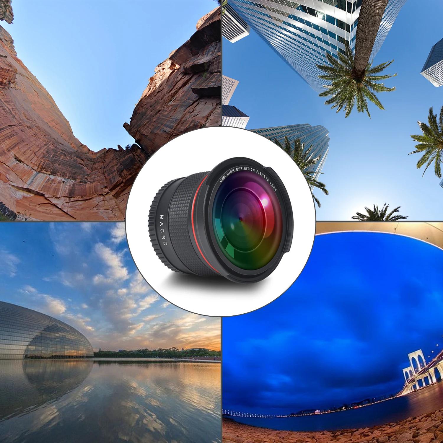 Objectif fisheye grand angle HD, 52mm 0,35x, avec partie Partenaires, pour reflex numérique Nikon D7