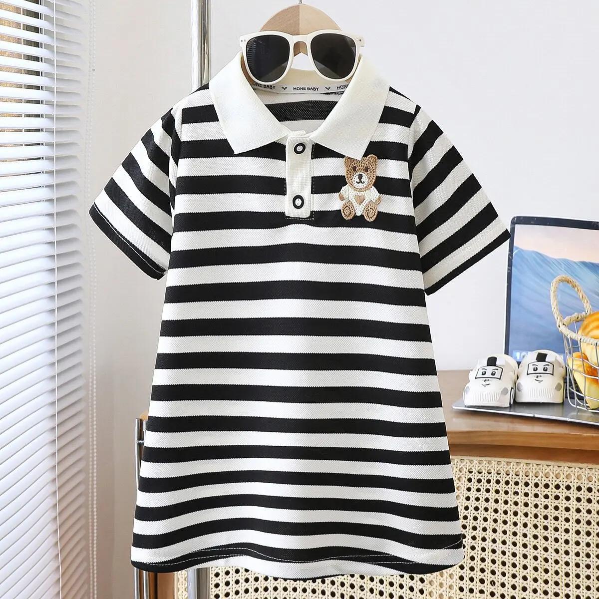Robe coréenne pour filles, été 2026, col à revers avec broderie, ourlet à volants, robe de princesse