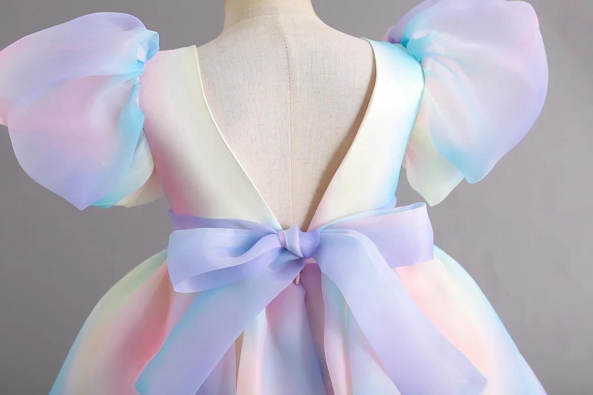 Robe de soirée tutu arc-en-ciel pour filles, costume de princesse pour enfants, vêtements de demoise