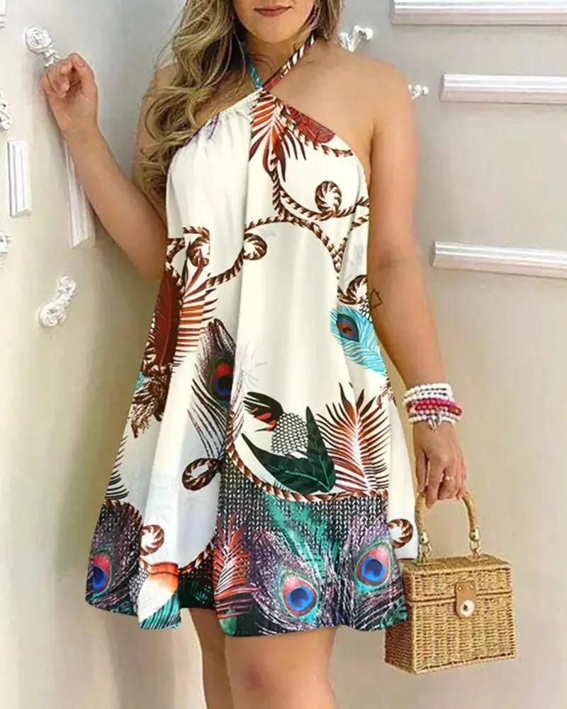 Robe à imprimé Floral, col licou, style Boho, dos nu, vêtements pour femmes, printemps et été