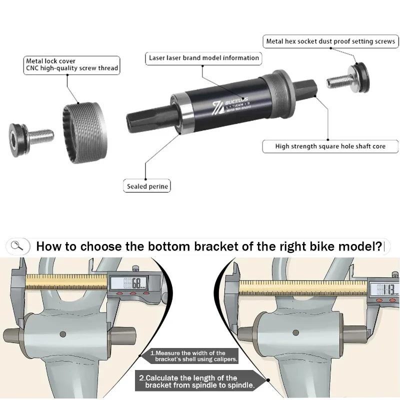BUCKLOS vélo de montagne BB support de pédalier carré BB68 fileté CNC gros vélo de neige pédalier 11