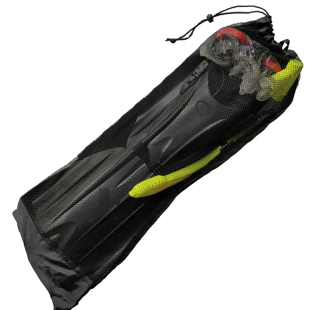 Sac à cordon en maille noire avec palmes longues pour sac à dos de plongée 72*28 cm