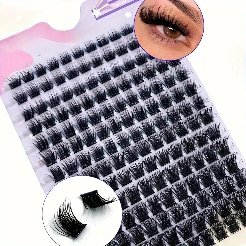 Faux cils grappes DIY, 14 rangées d'imitation de fourrure de vison vrais cils et faux, extension de 