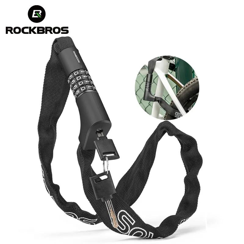 ROCKBROS – serrure de chaîne de vélo avec mot de passe, antivol, résistante à l'usure, en alliage de