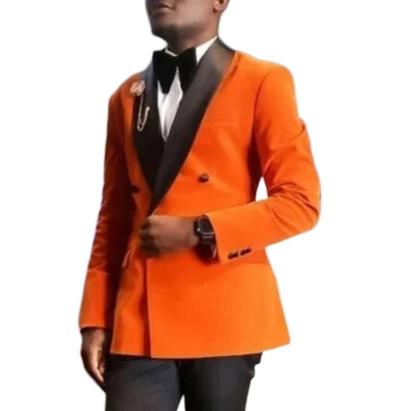 Veste en velours trempé pour hommes, blazer de mariage à double boutonnage, revers châle, sur mesure