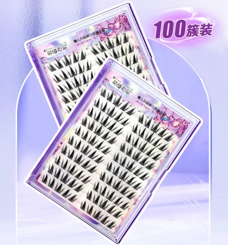 Faux-cils auto-adhésifs sans colle, ailés, moelleux, naturels, épais, Manga, réutilisables, élargis,