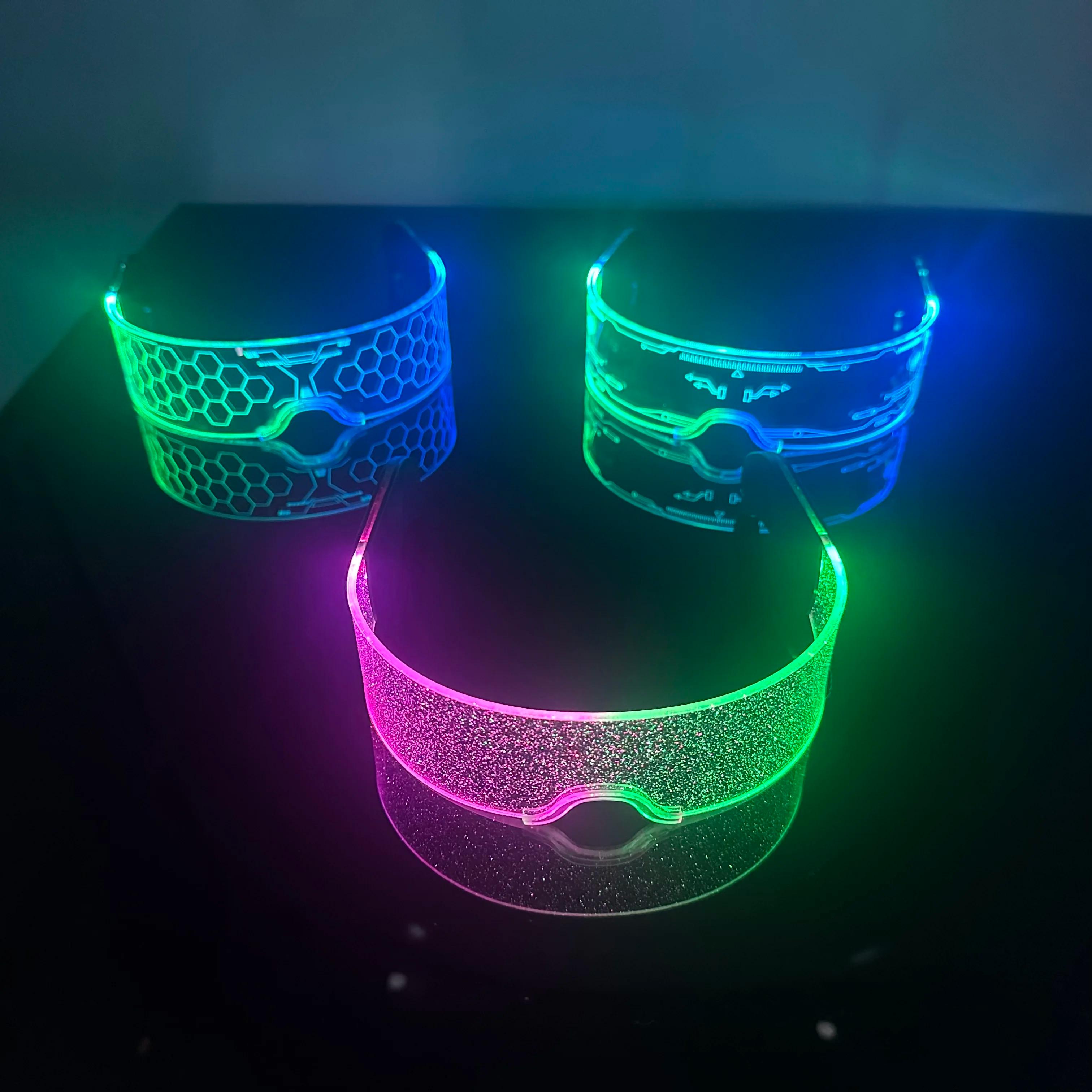 Lunettes lumineuses LED colorées Shoous Cool, néon brillant, clignotant, fête, boîte de nuit, DJ, da