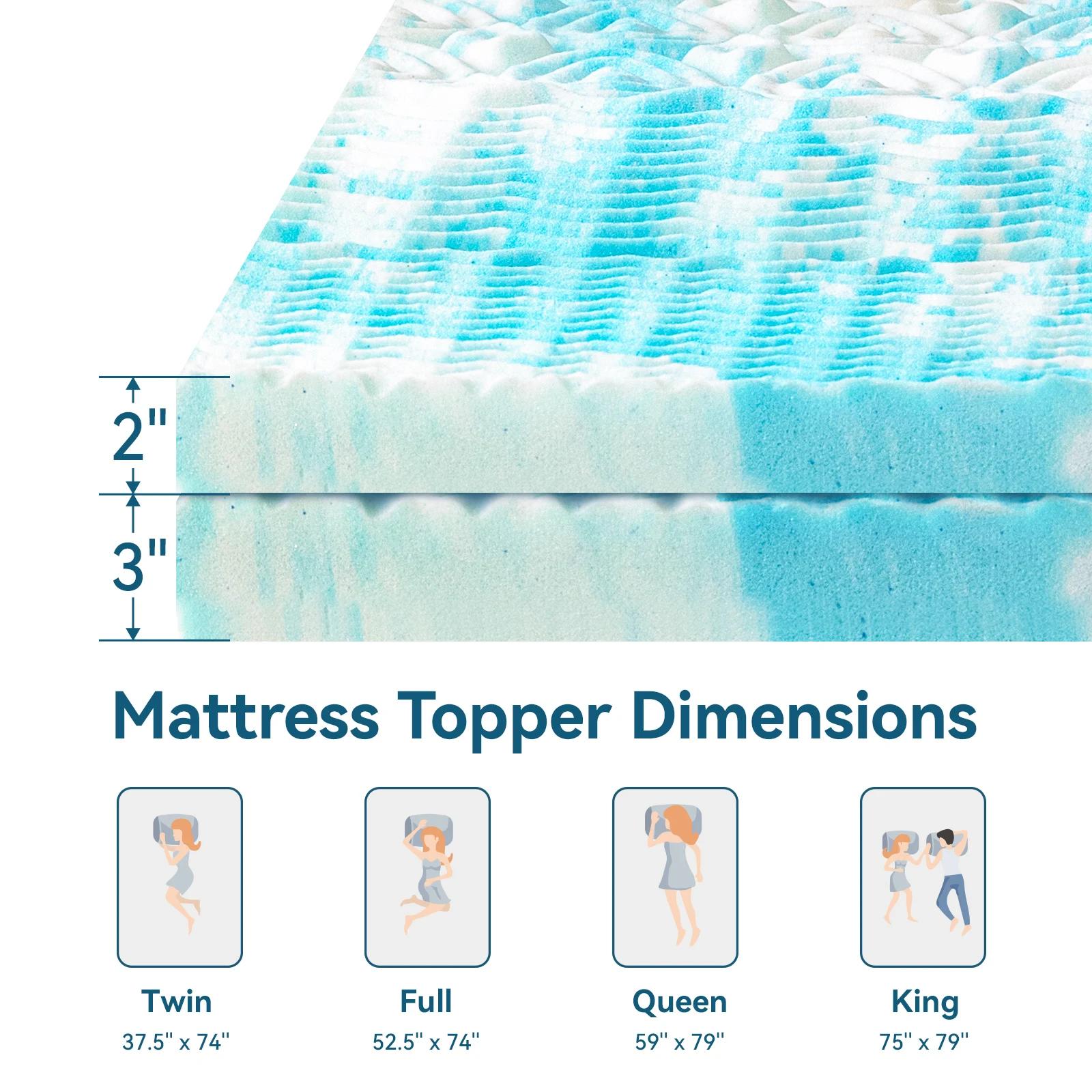 Surmatelas Hcore, surmatelas en mousse à mémoire de forme 5 zones, surmatelas en gel rafraîchissant,