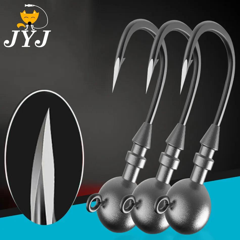 JYJ 3.5g /5g/7g/10g/14g filetage crochet de tête de gabarit de pêche pour leurre souple appât ver cr