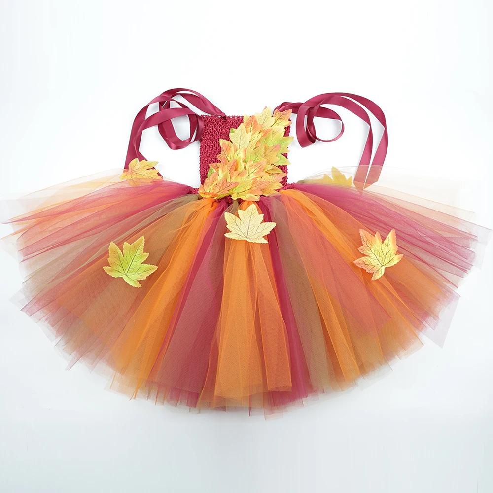 Costumes de fée feuilles d'érable d'automne pour filles, robes de princesse elfe de forêt avec ailes