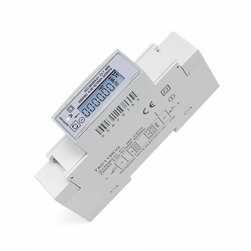 Compteur d'électricité sur Rail Din monophasé 100A, 230V, Kwh, compteur d'énergie multifonction, RS4