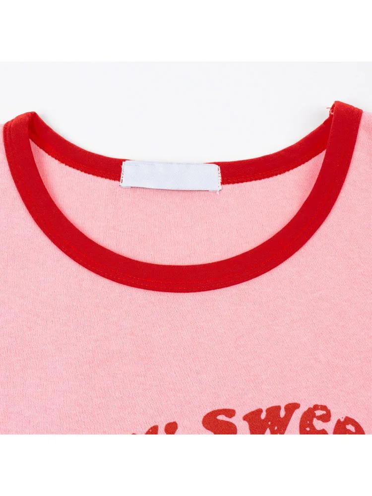Débardeur imprimé rose Y2k pour femmes, épaules dénudées, col rond, sans manches, mode années 90, Vi