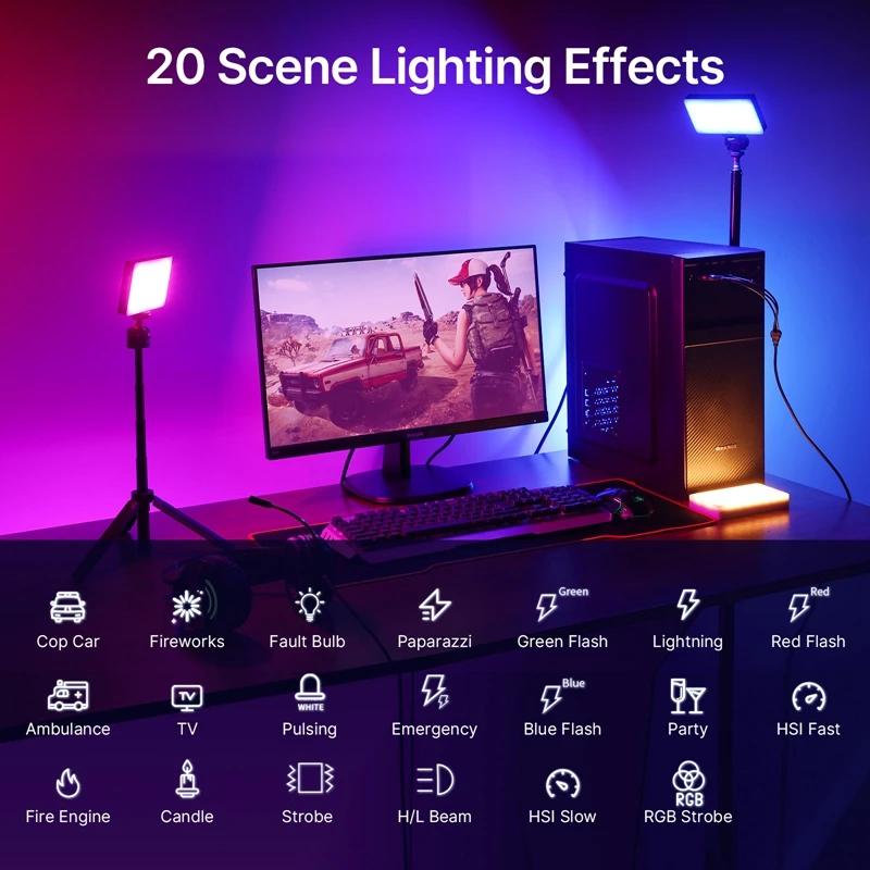 Ulanzi LT002 RGB LED panneau lumineux vidéo 7 pouces lumière de remplissage de poche réglable 2500-9