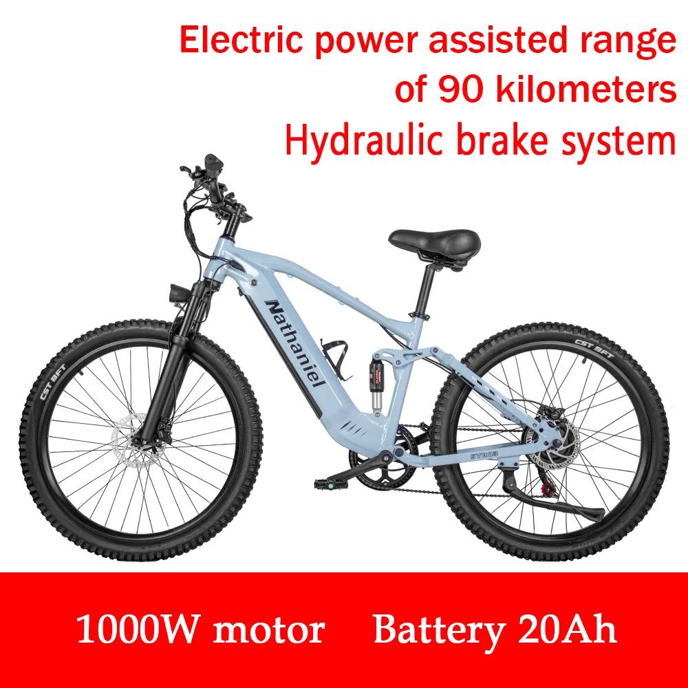 Vélo électrique 1000W 48V 20AH, E-Bike 27,5 pouces longue portée pour la montagne et la route, Vélo 
