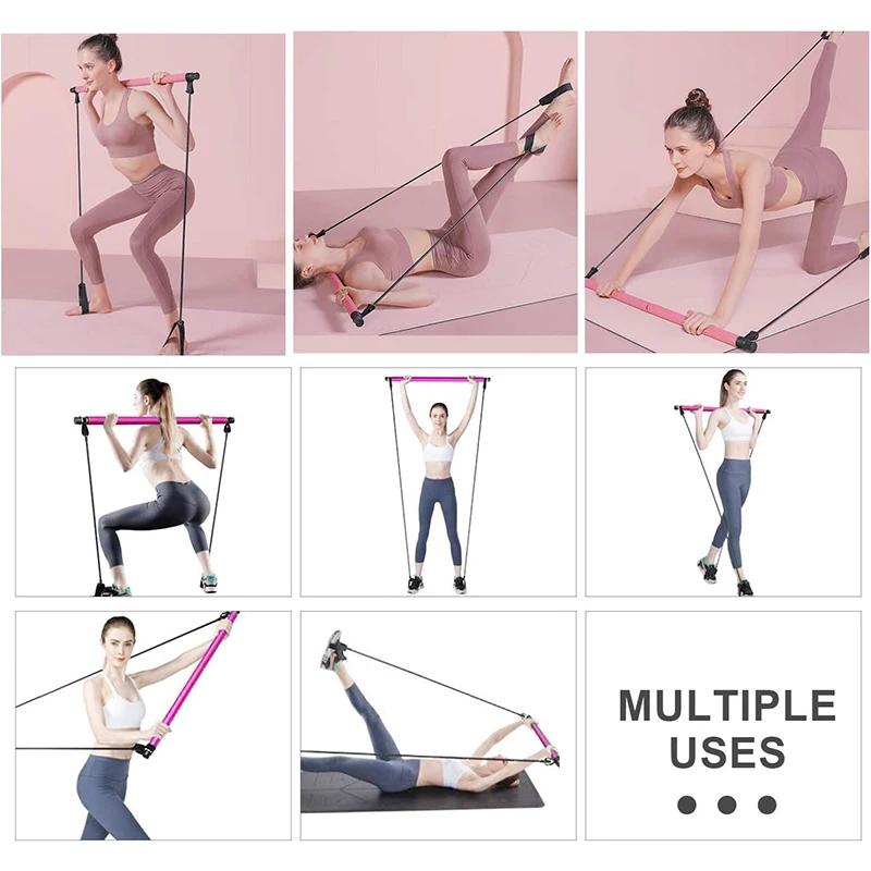 Combinaison de barre de Pilates multifonctionnelle, barre de Fitness, Yoga, Expansion de la poitrine