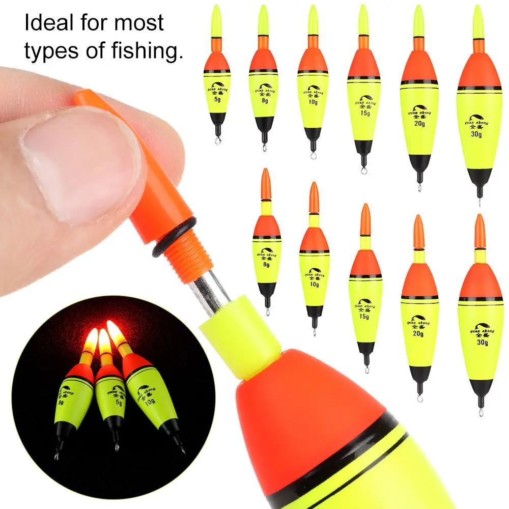 Flotteur de nuit de pêche en plastique, anciers lumineux électronique, boule en mousse brûleur, Bobb