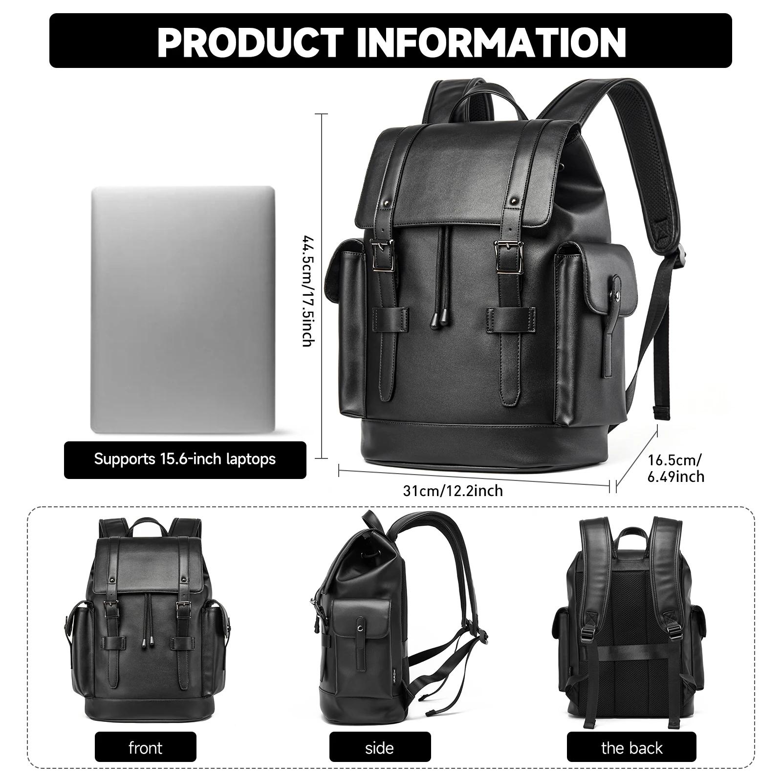MOYYI – sac à dos en cuir PVC pour hommes, grande capacité, étanche, Durable, pour ordinateur portab