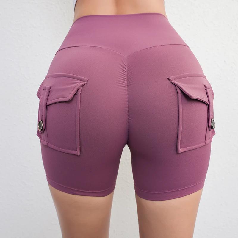 Shorts trois-quarts fitness femme - Pantalon cargo avec poches sèches pour yoga et exercice