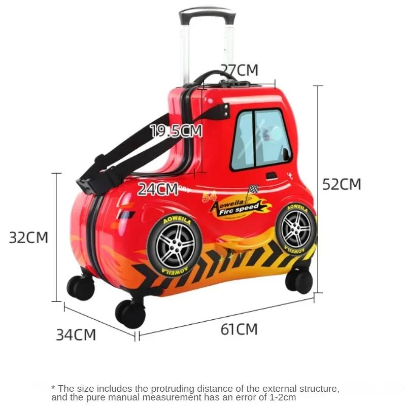 Valise de dessin animé pour enfants, valise pour enfants, chariot paresseux, bagages, assis et roulé