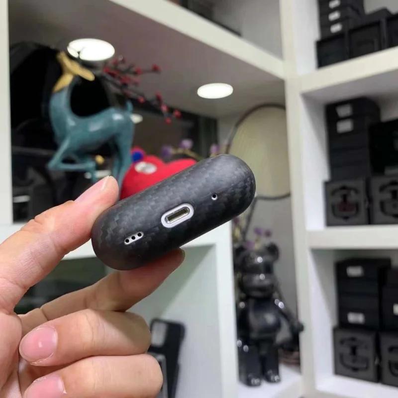 Étui pour écouteurs en Fiber de carbone véritable pour Apple AirPods Pro 2 (2022) écouteurs en Fiber