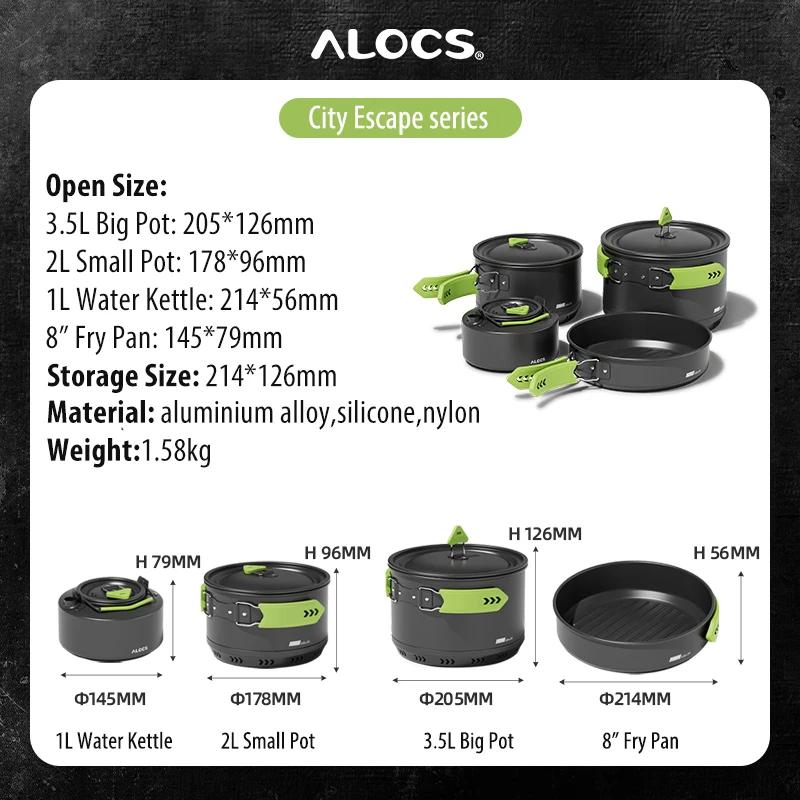 Alocs CW-C65 Camping Batterie de Cuisine Casseroles Rurry saupoudrer Bouilloire à Eau Ensemble Compa