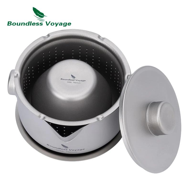 Boundless Voyage-Tasse à café à double paroi, théière en titane avec couvercle et filtre, théière ul