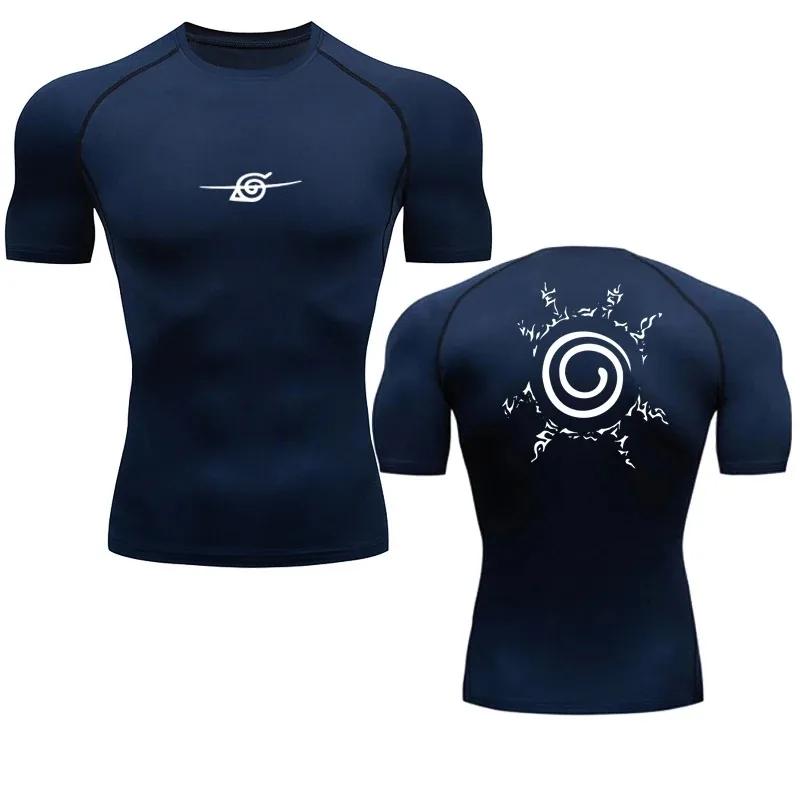 Camisas de compression masculinas anime esporte secagem rápida ginásio t-shirts fitness topos t verã