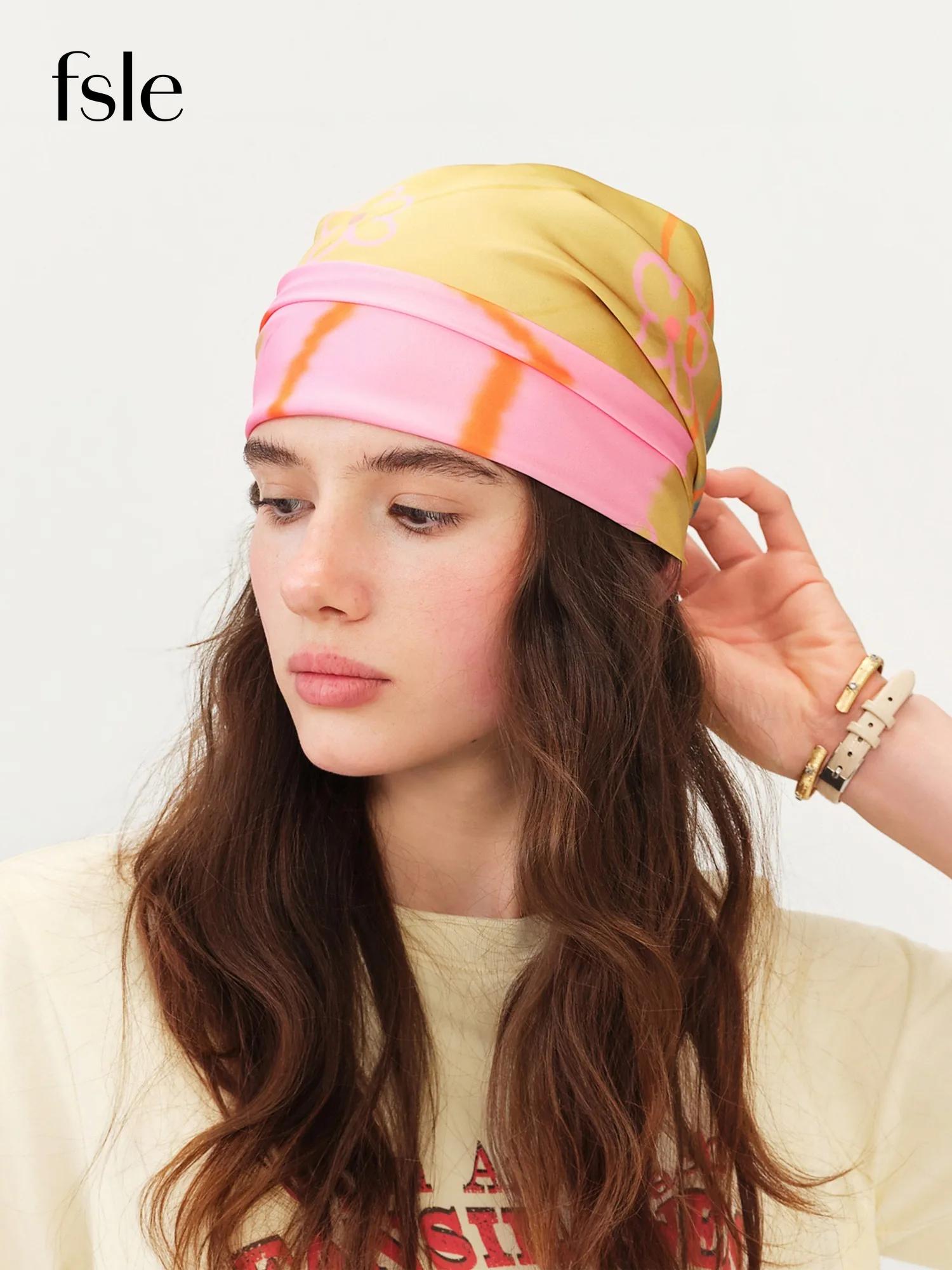 FSLE 2026 Écharpe Carrée d'Été pour Femme à Motif Cœur - Accessoire Cheveux Polyvalent et Foulard Lé
