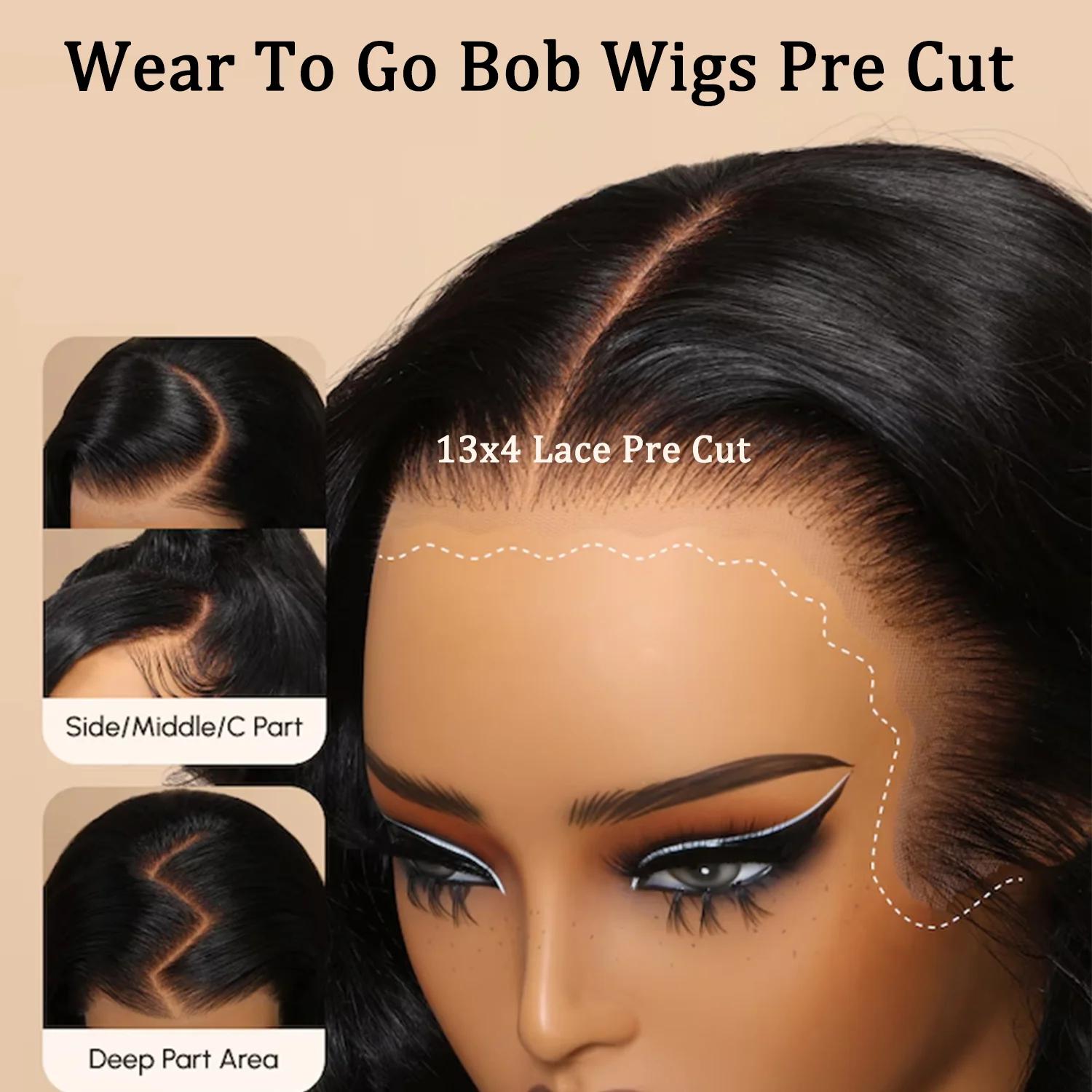 Perruque de cheveux humains bouclés 13x4 style birman Deep Wave, sans colle, effet mouillé et ondulé