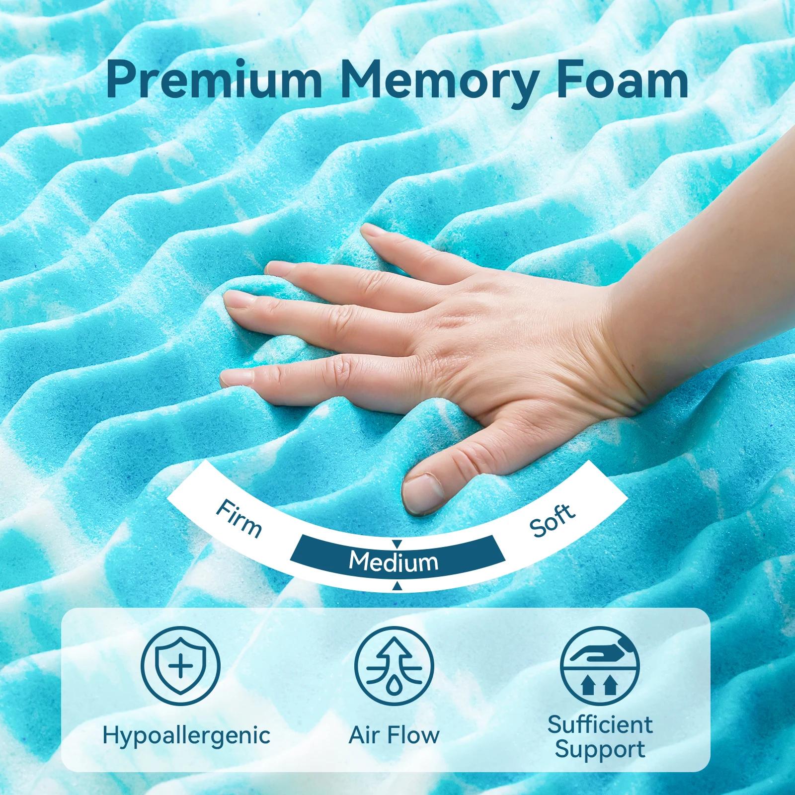 Surmatelas Hcore, surmatelas en mousse à mémoire de forme 5 zones, surmatelas en gel rafraîchissant,