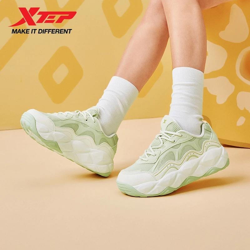 Xtep – baskets décontractées à plateforme en cuir et maille ananas pour femmes, chaussures de sport 