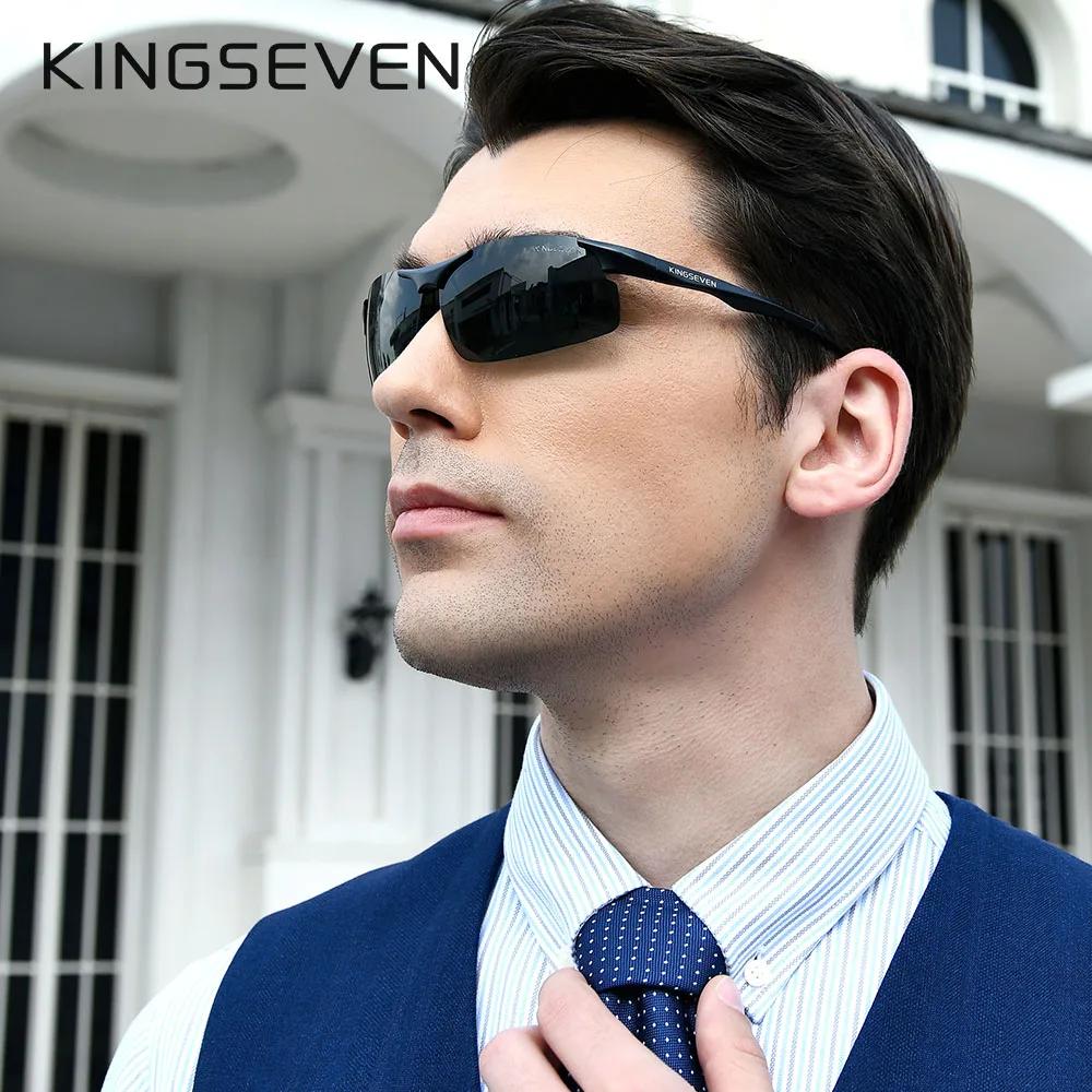 KINGSEVEN cyclisme polarisé UV400 lunettes de soleil hommes en aluminium conduite miroir lentille mâ