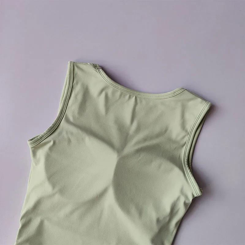 Gilet sport femme col carré : soutien-gorge fitness croisé pilates yoga été