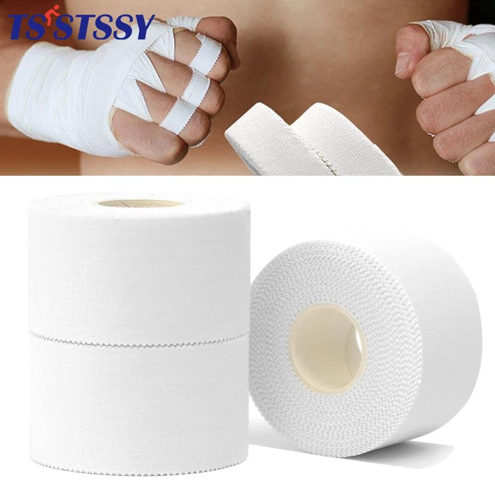 1 rouleau de ruban athlétique en coton blanc, bande adhésive de sport, Bandage élastique, genou, poi
